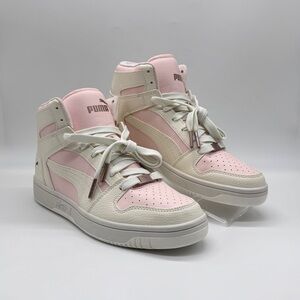 Puma Women’s Rebound Layup High-Top Sneakers Pink & Cream Size 10 New